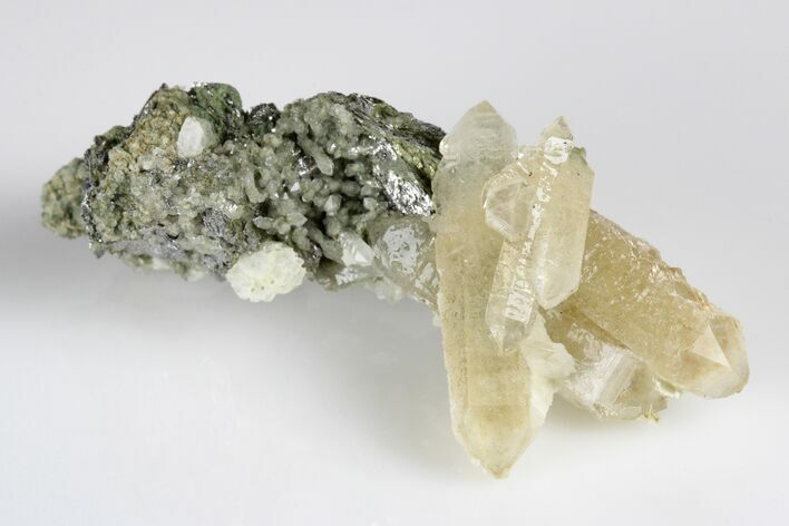 Quartz Crystals with Calcite & Loellingite - Inner Mongolia #180339
